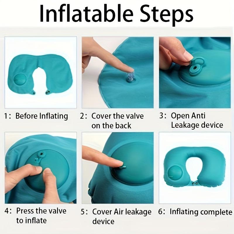 Inflatable U-Shaped Neck Pillow – Self-Inflating, Flocking Skin-Friendly for Office, Camping, Hiking, Car Nap & Travel