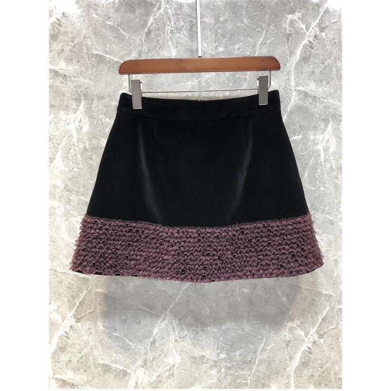 

Special Petty Cash Classy Silk Velvet Wooden Ear Lace Skirt Women s Spring European Goods A- line Skirt 52b13 Black spell purple S