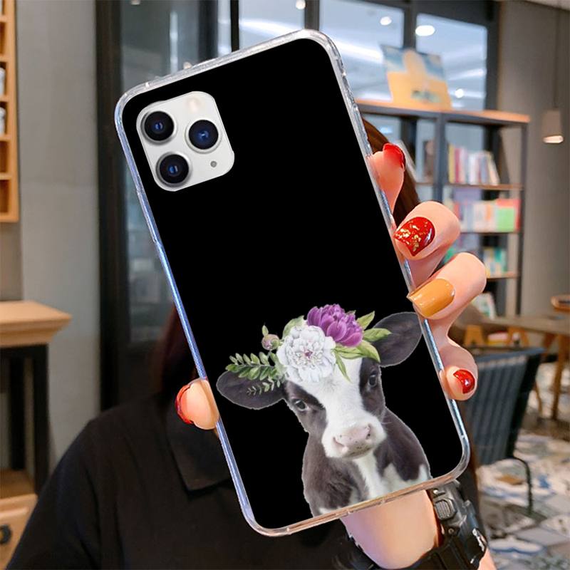 Animal Cute Cow Phone Case for iPhone 11 12 13 Mini Pro Max 8 7 6 6S Plus X 5 SE 2020 XR XS Case shell