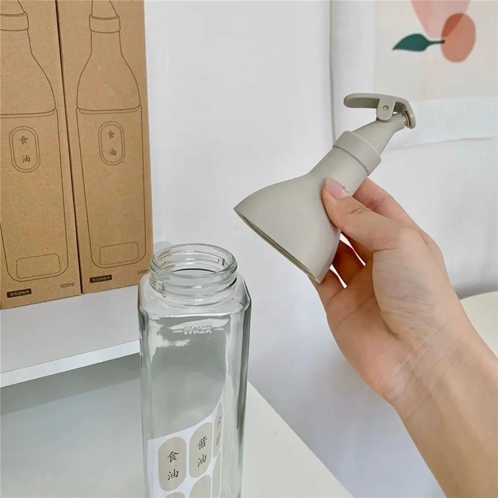 1Pcs Wine Pourer Glass Oil Bottle Kitchen Tool with Label Seasoning Sauce Bottle 500ML Leakproof Oil Dispenser Olive Oil Liquor