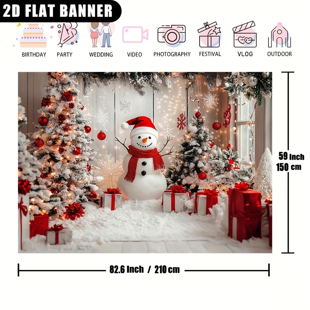 2D flat banner 1 pc of polyester snowman and Christmas tree photography background festival photo booth propszyc
