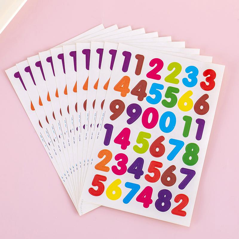 10Sheets/Lot Colorful Sticker Set Number Letters Dots Heart Star Self-adhesive Diary Photo Albums Decorations Art Stationery ZYF
