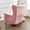2pcs/set Velvet Wingback Chairs Covers Removable Wing Armchair Cover with Seat Cushion Cover Elastic Sofa Slipcovers Living Room