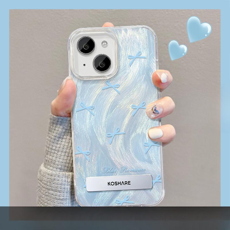 Suitable for Huawei Mate60pro Mobile Phone Case Nova12/7 Smudge Bow Bracket Lanyard Honor 100 Feather Yarn