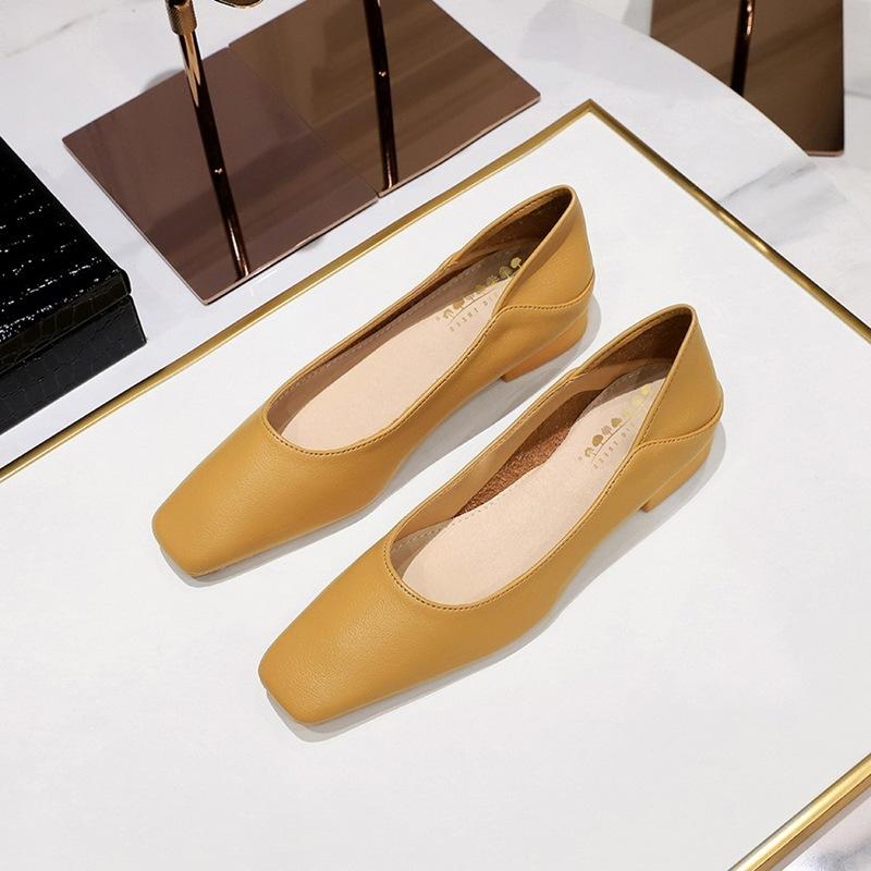 Super Soft! Daily Commuting Single Shoe Temperament Korean Spring Square Head Shallow Mouth Comfortable Retro Simple One-pedal Grandma Shoes