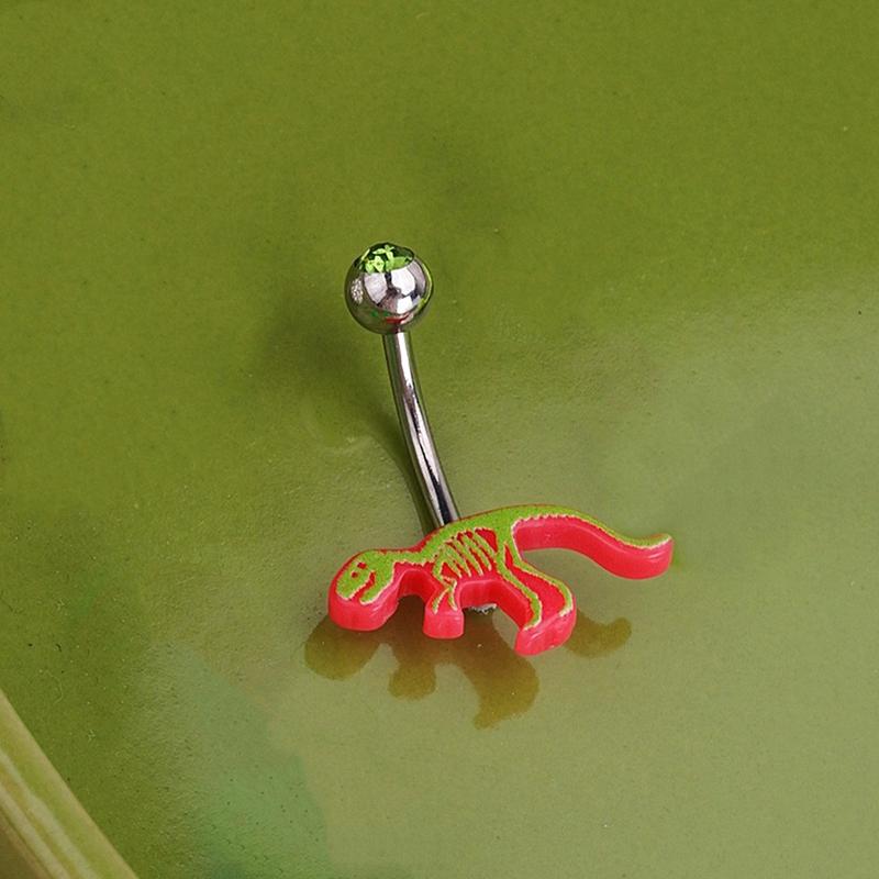 Sweet Dinosaur Navel Ring Zircon Heart Strawberry Belly Button Ring For Women Body Piercing Decor Vacation Leisure Beach Jewelry