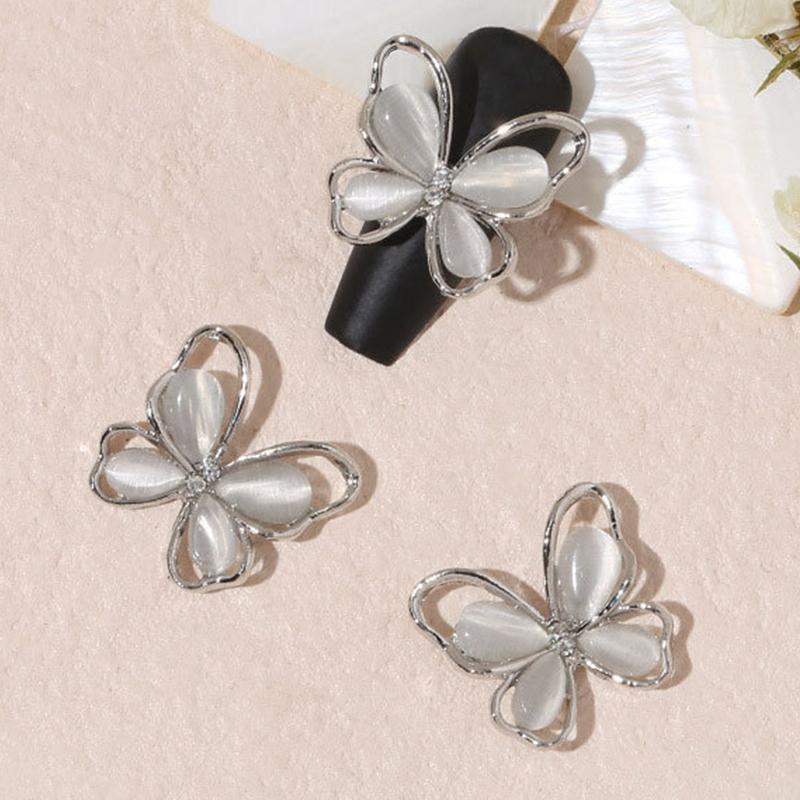 3Pcs Diy Nail Art Decoration 3D Cat'S Eye Butterfly Nail Art Charm  Nail Drill For Manicure Design Accessory