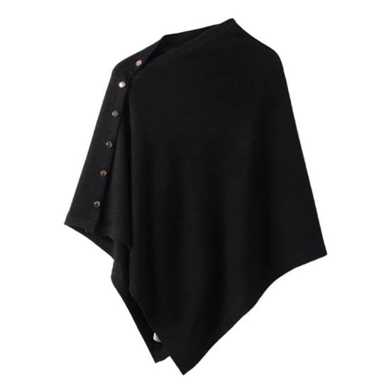 Winter Shawl Solid Color Buttons Closure Autumn Winter Shawl Tops Solid Color Soft Cozy Thickened Women Shawl чёрный