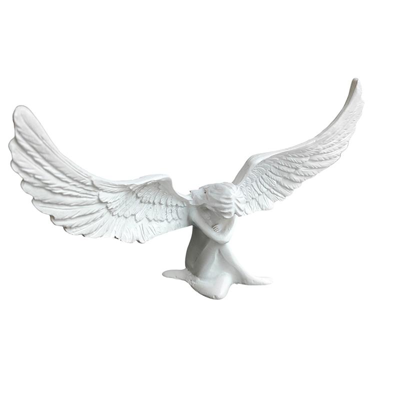 Фигурка Ангельское Крыло Современная 3D Объятие Ангельские Крылья Скульптура Поделки 3D Статуэтка Ангельское Крыло Изделие из Смолы Поделка Декор для Дома белый