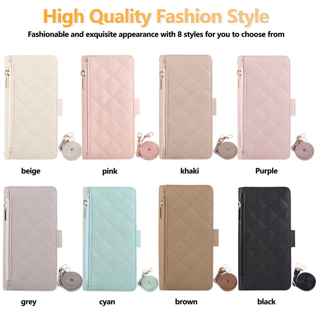 Crossbody Long Lanyard Flip Cards Solt Wallet Leather Bag Case for Samsung S26 Ultra S25 S24 S23 S22 A27 A17 A37 A57 Stand Cover