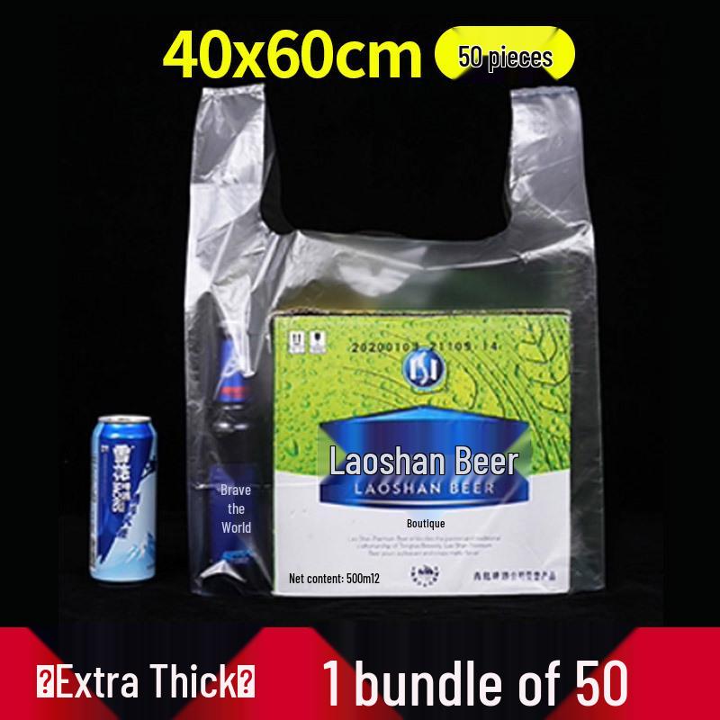 Transparent White Plastic Vest Bag for Food & Fruit Packaging - Disposable & Convenient for Takeaway & Supermarket Use