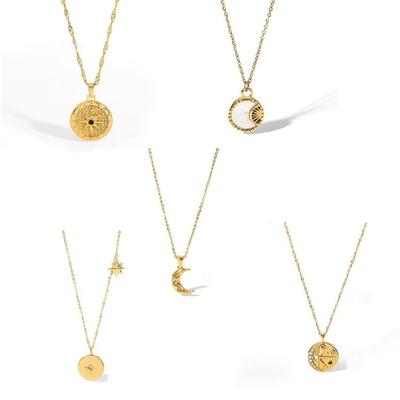 Elegant Stainless Steel Necklace Zirconia Pendant Clavicle Chain Adjustable Length Neckchain Stylish Choker Jewelry