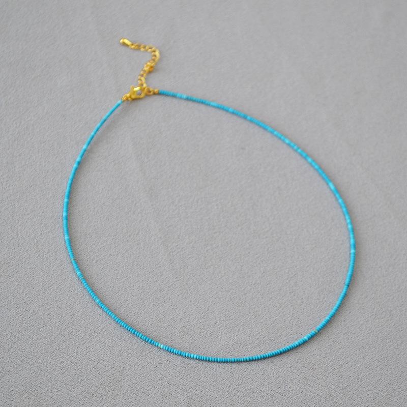 Collier Bracelet Simple à Temperament Haut de Gamme Perles de Pierre Naturelle Turquoise Volante à Disque Ultra-Fine Rétro Littéraire Artistique de Niche Française