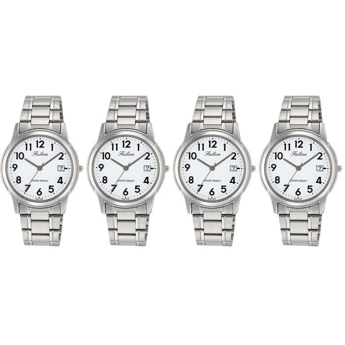 [Citizen Q&Q] Analog Watch Waterproof Date Metal Band D010-204 Men s White Silver