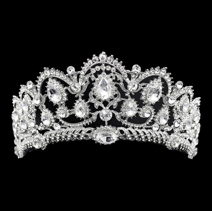 European Drop Green Red Crystal Tiaras Vintage Gold Color Rhinestone Pageant Crowns Comb Baroque Wedding Hair Accessories