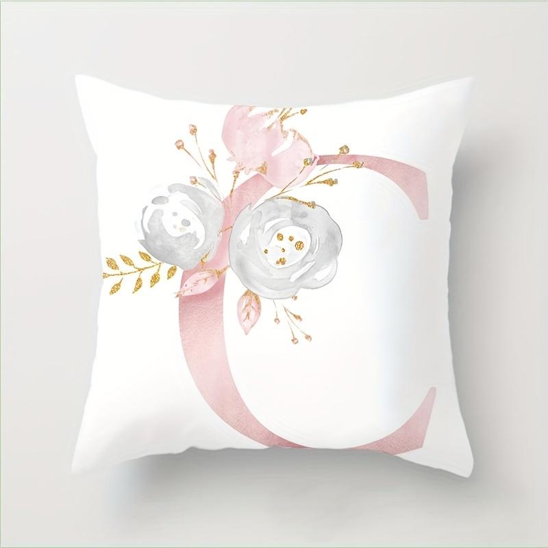 Abc Letter Floral Alphabet Decorative Pillow Cover Indoor Outdoor Party Farmhouse Home Decor Peach Skin Monogram Aesthetic Art
