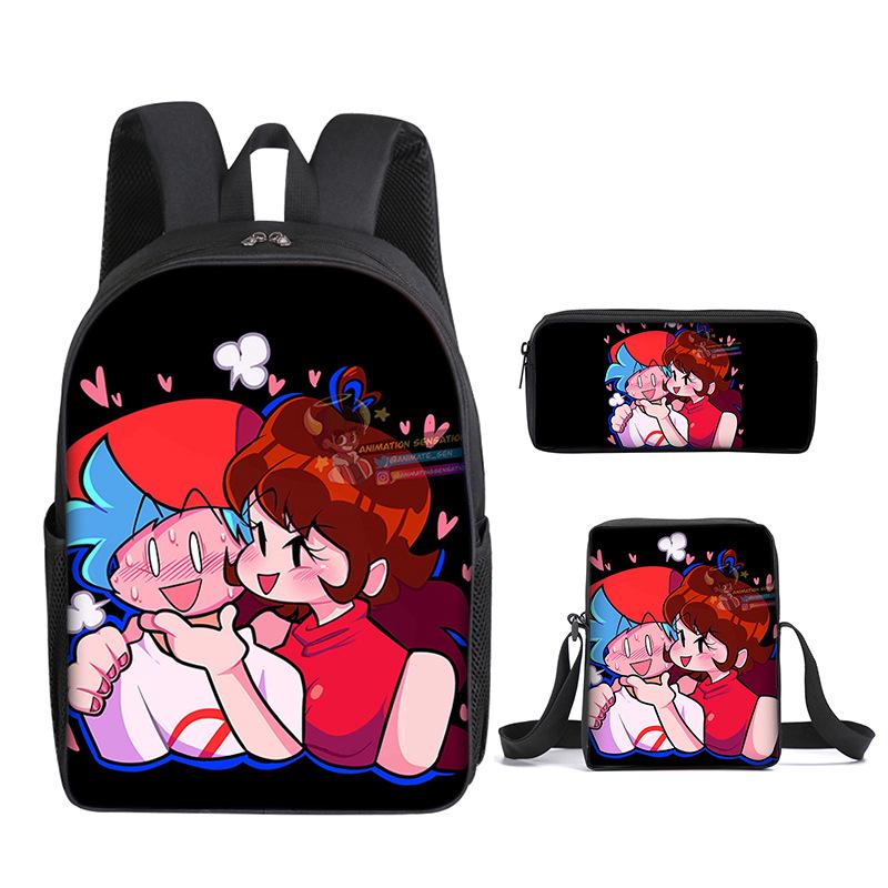 Classic Funny Friday Night Funkin 3D Print 3pcs/Set Pupil School Bags Laptop Daypack Backpack Inclined Shoulder Bag Pencil Case