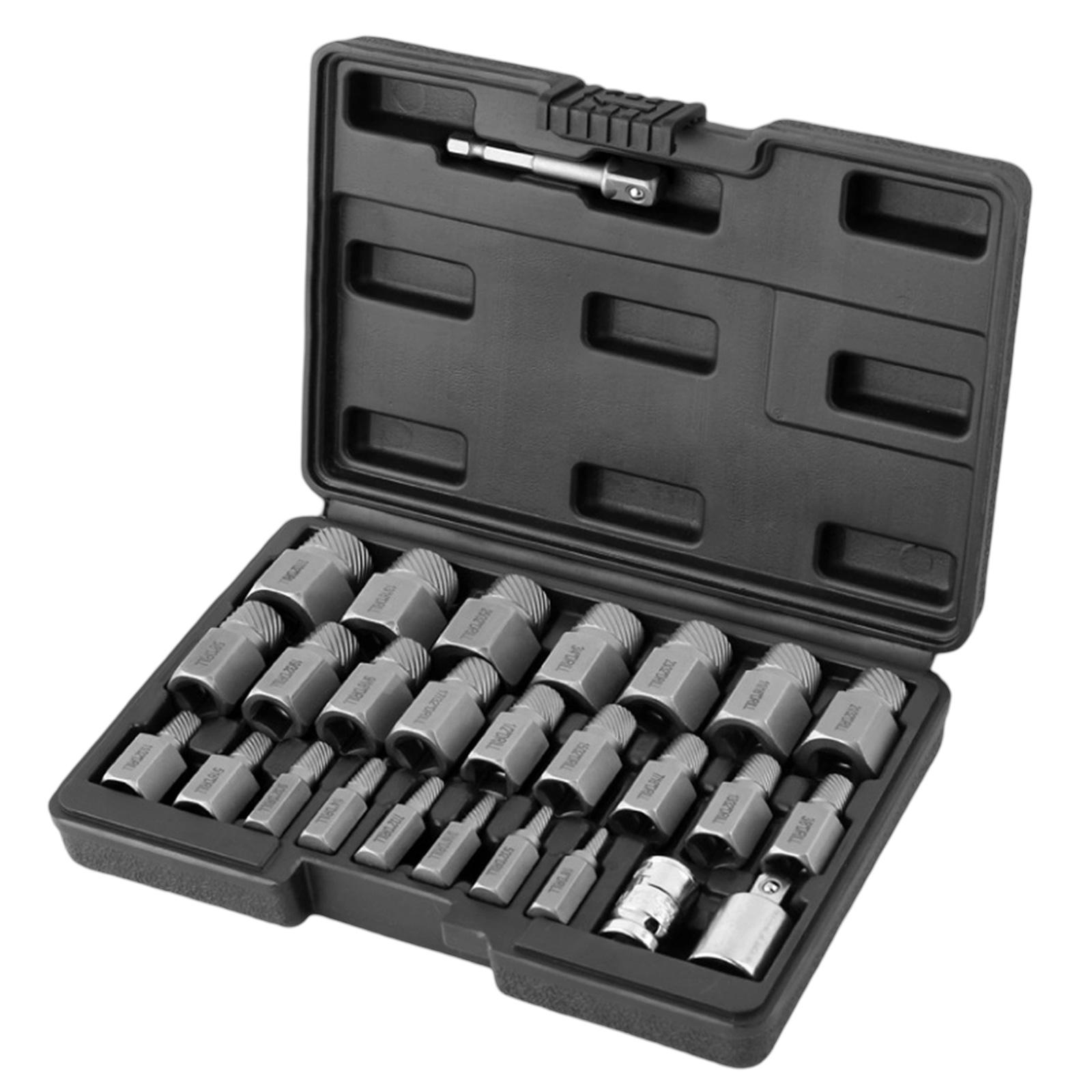 

Heavy Duty Universal Screw Extractor Removal Set Suitable for Rusty Damaged Bolts Nut with Storage Box Home Workshop Use