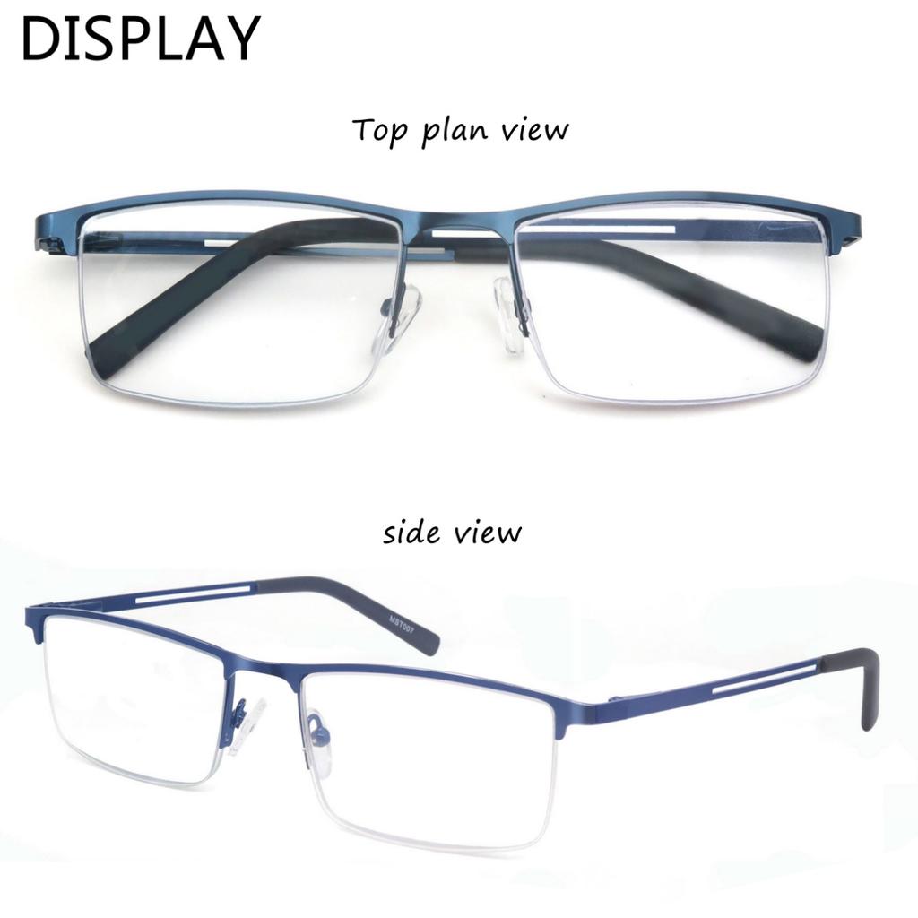 Blaulicht Lesebrille Herren Computerbrille Blendschutz Metallrahmen mit Federscharnier UV400 Schutz Augenbelastung Linderung
