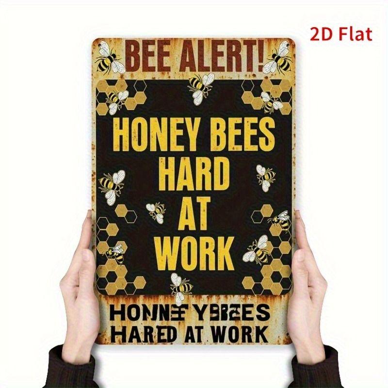 Vintage Bees & Honey Metal Tin Sign for Kitchen Farm Interior Decor