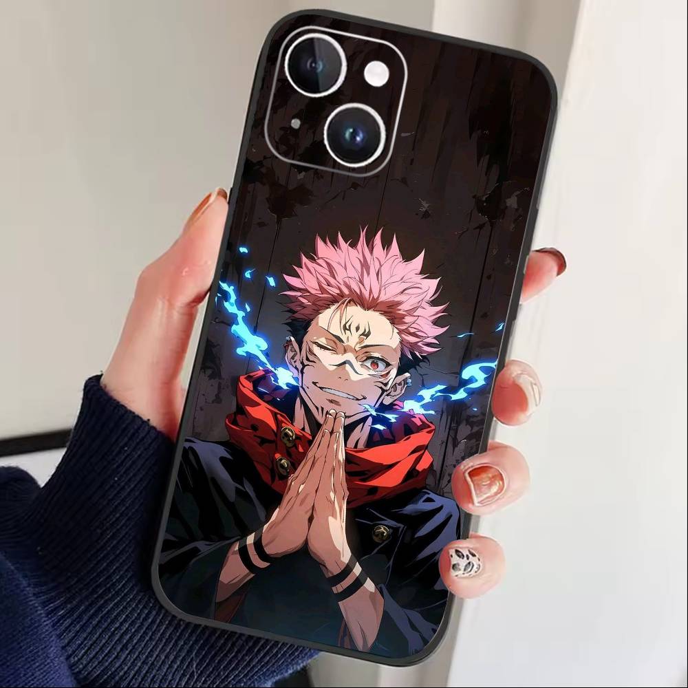 Jujut-su I-Ichiji K-Kaisen Phone Case For iPhone17,16,15,14,13,12 Plus,Max Soft Silicone Black Cover