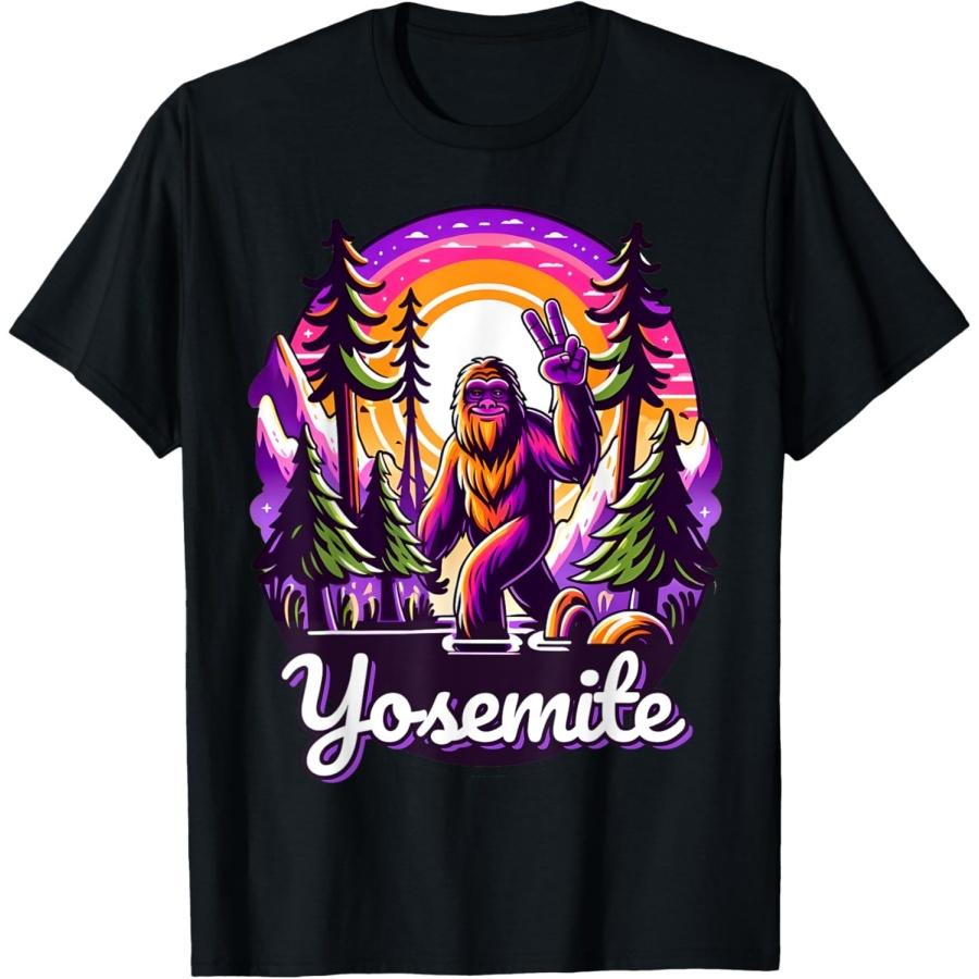 Bigfoot Sasquatch Peace Sign Yosemite National Park Souvenir T-Shirt S