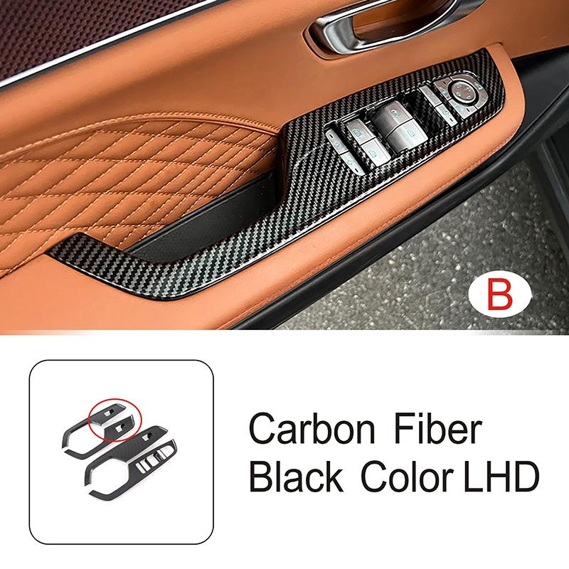 Styling Window Glass Lifting Buttons Panel Decoration Cover Trim For BYD Han  LHD Carbon Fiber Color Interior Accessories