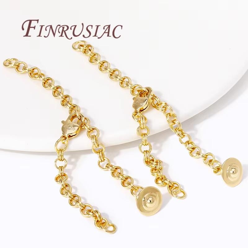 18K Gold Plated Extension Chain with Spring Clasp,2/3 Rows Pearl Necklaces Making,Tail Chain Connector Jewelry Accessories