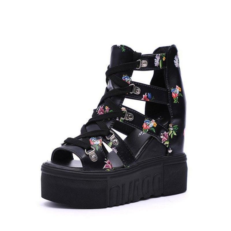 High-Heeled Sandals Women'S Summer New Style Platform Hollowed Out Fish Mouth Sandals
