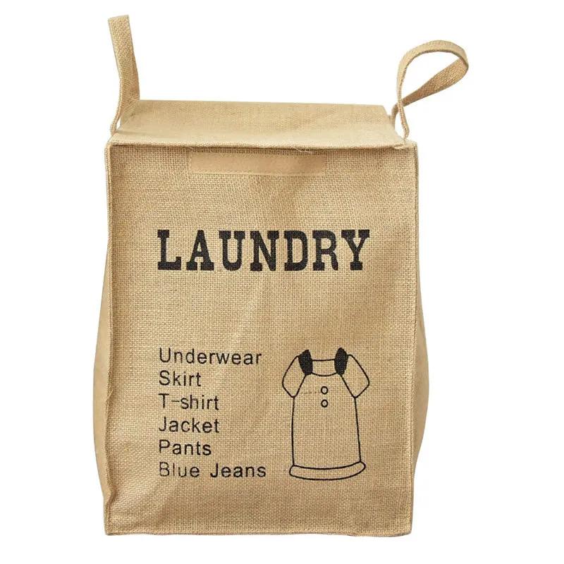 

Storage Crate with Lid, Portable Jute Bag,Folding Jute Storage Basket for Home Stationery Sundries Toys Organizer Laundry Basket