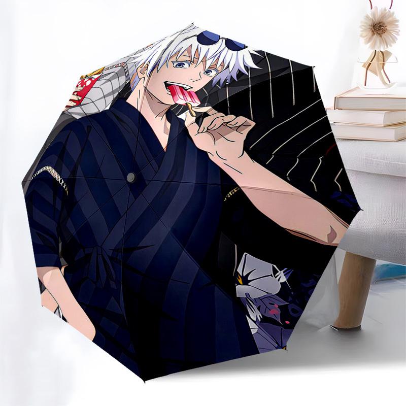 

1pc Kawaii Japanese Bathrobe with Floral Pattern - Automatic Opening Umbrella, Portable Folding Design, 8-Bone Iron Frame, Outdoor, Perfect Gift for F