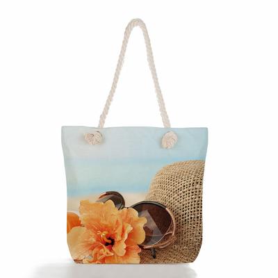 Multifunktionale Strandmuscheln Bedruckte Dicke Seil Schulter Strandtasche Lässige Handtasche mit großem Fassungsvermögen 7607