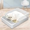 Pet Litter Box with High Sided Enclosure and Removable Grate for Easy Cleaning Suitable for Cats and Small Animals