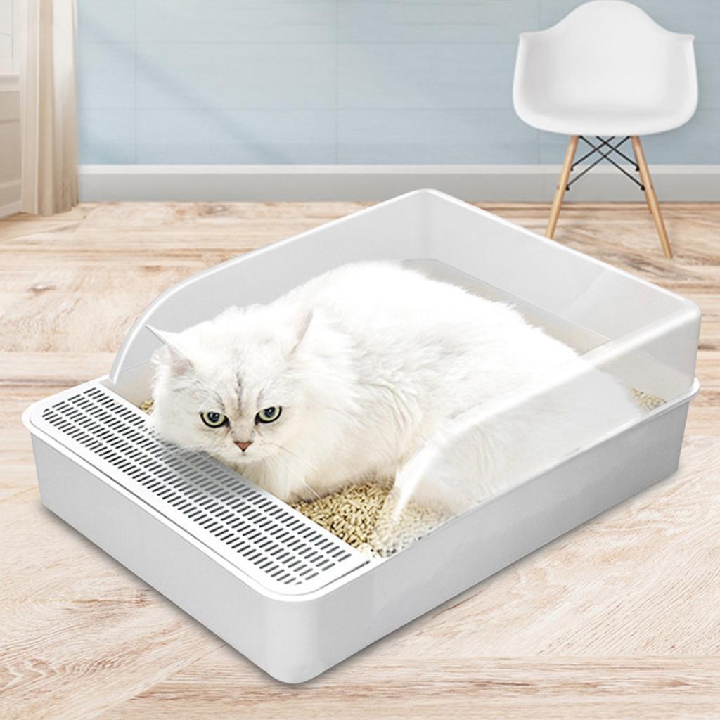 Pet Litter Box with High Sided Enclosure and Removable Grate for Easy Cleaning Suitable for Cats and Small Animals