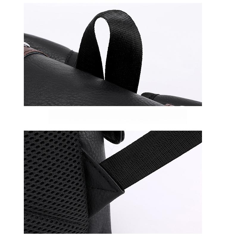 Men Backpack PU Leather Bagpack Large Laptop Backpacks Male Black Schoolbag For Teenagers Boys