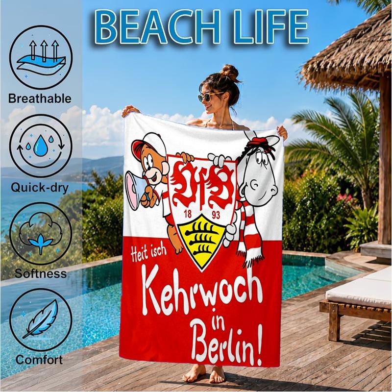 VfB Stuttgart Celebration Beach Towel, Quick-drying, Easy To Care For, Suitable for Both Fitness and Beach Vacations,Sports Essential