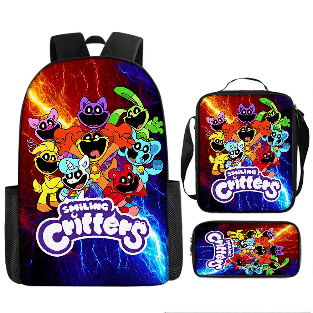 Kuromi Horror Smile Game Brawl Stars Vintage Backpack Set of 3, Multi-Functional Large Capacity School Bag Accessories