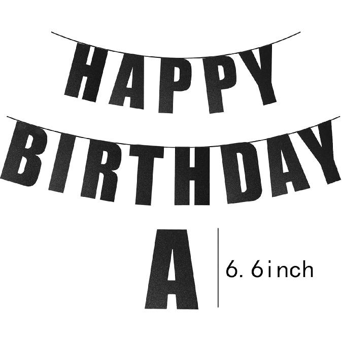 Black Birthday Banner Party Decorations for Women Men Birthday Supplies