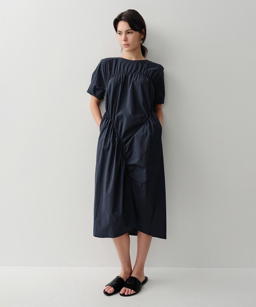 Ia Shirring Long Dress (Navy)