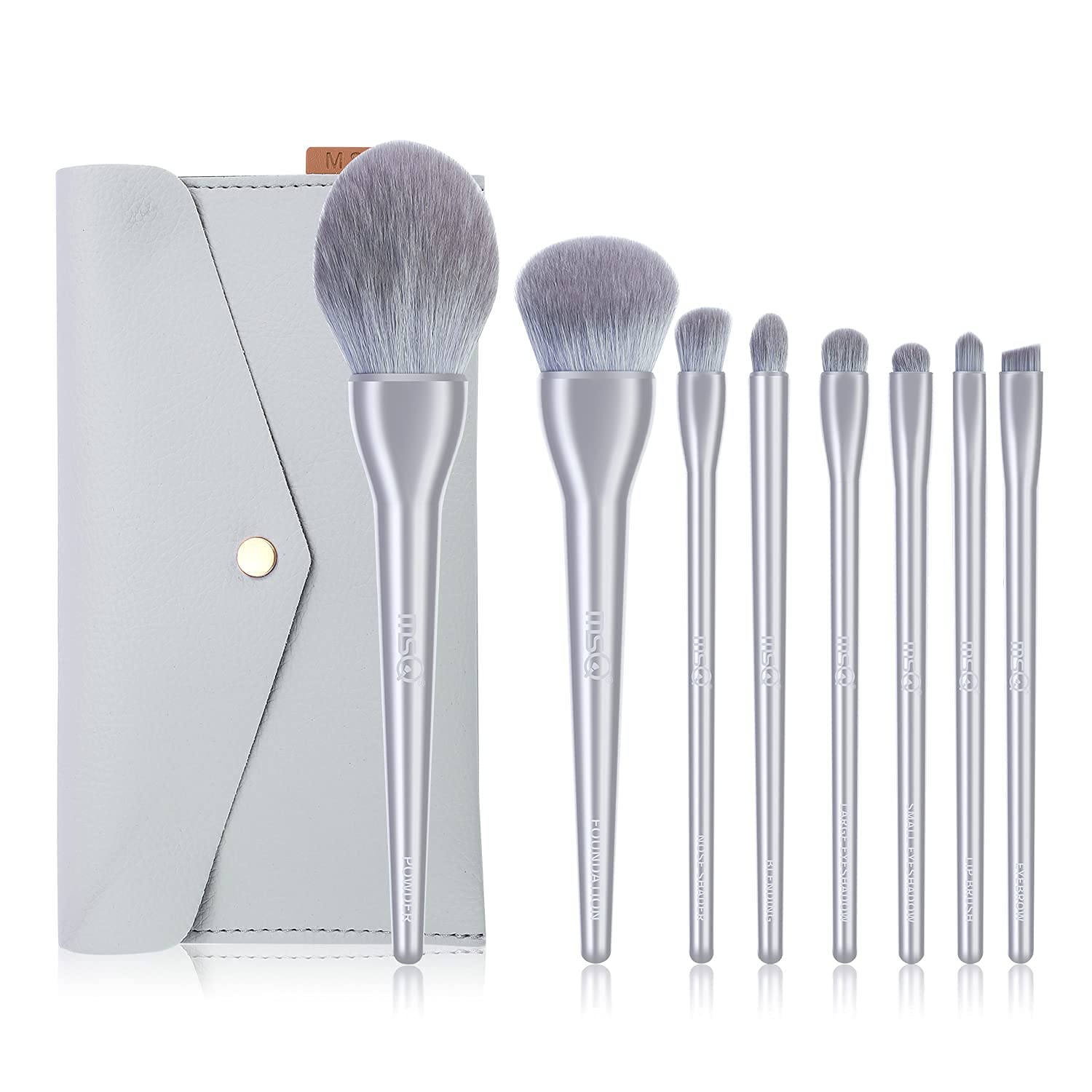 

MSQ Makeup Brushes Set of 8 Popular Makeup Brushes Set Premium Fiber Hair Super Soft Everyday Makeup Easy to Carry Day Gift Suitable for Sensitive