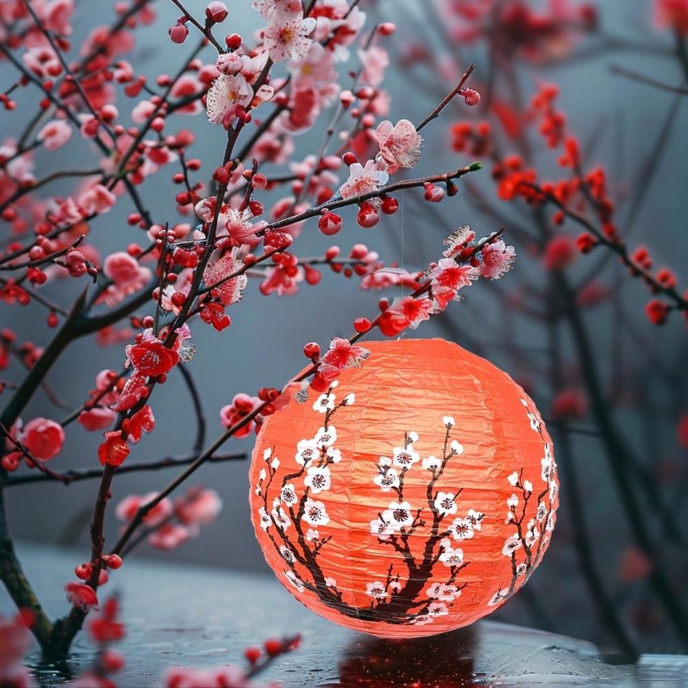 3Pcs Paper Material Paper Lanterns Cherry Blossom Themed Plum Blossom Lantern  Family Restaurant