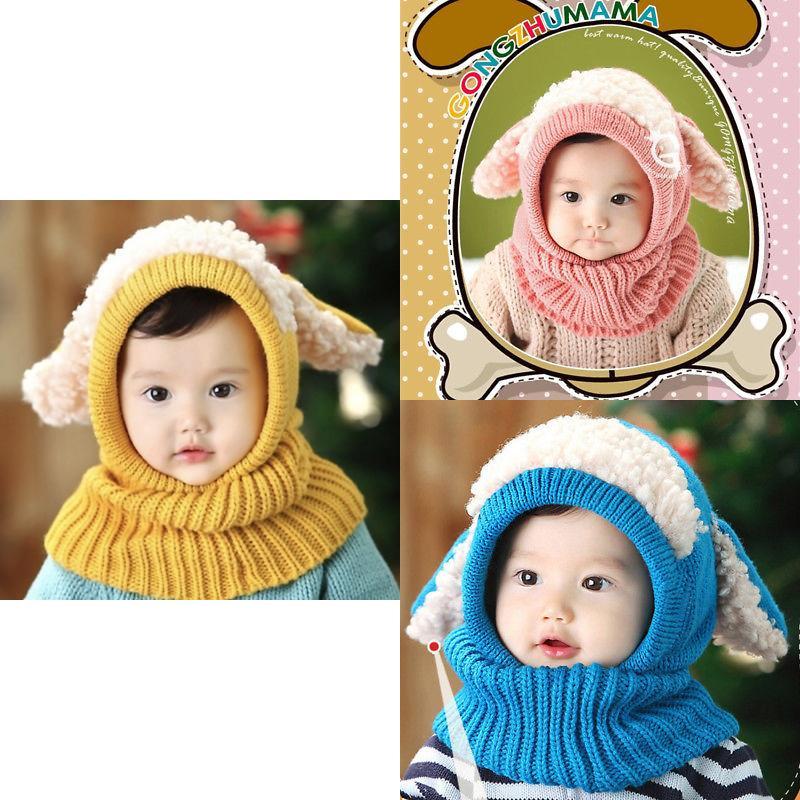 Toddler Knit Cap With Cute Dog Pattern For Kids Winter Warmth And Wind Resistance