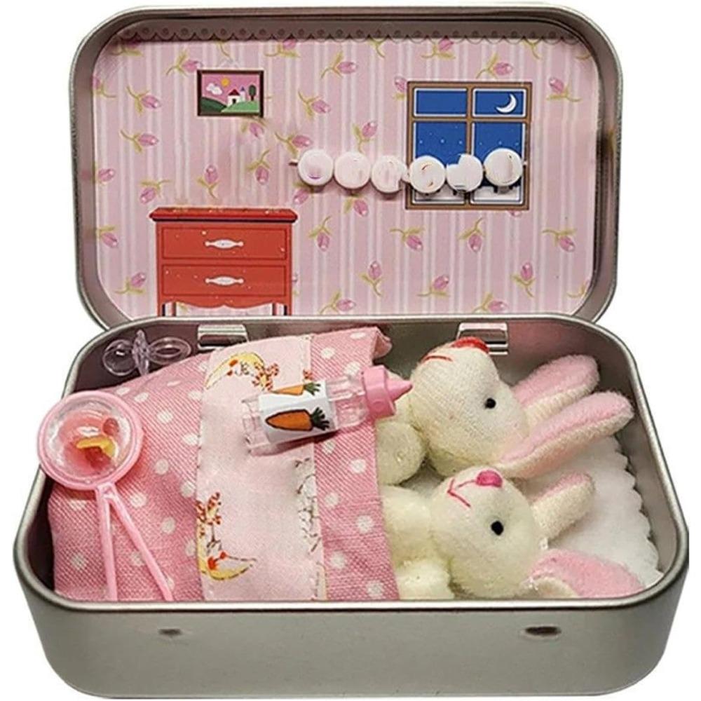 Little Pocket Bunny, Easter Basket Stuffer, Bunny in a Tin Box, Bunnys Hugs in Box, DIY Pet Bunnys Adoption, Easters Baskets Decorative Boxes