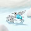 New Elegant Natural Blue Stone Adjustable Hummingbird Rings for Women Glass Filled Rings Female Engagement Wedding Party Jewelry