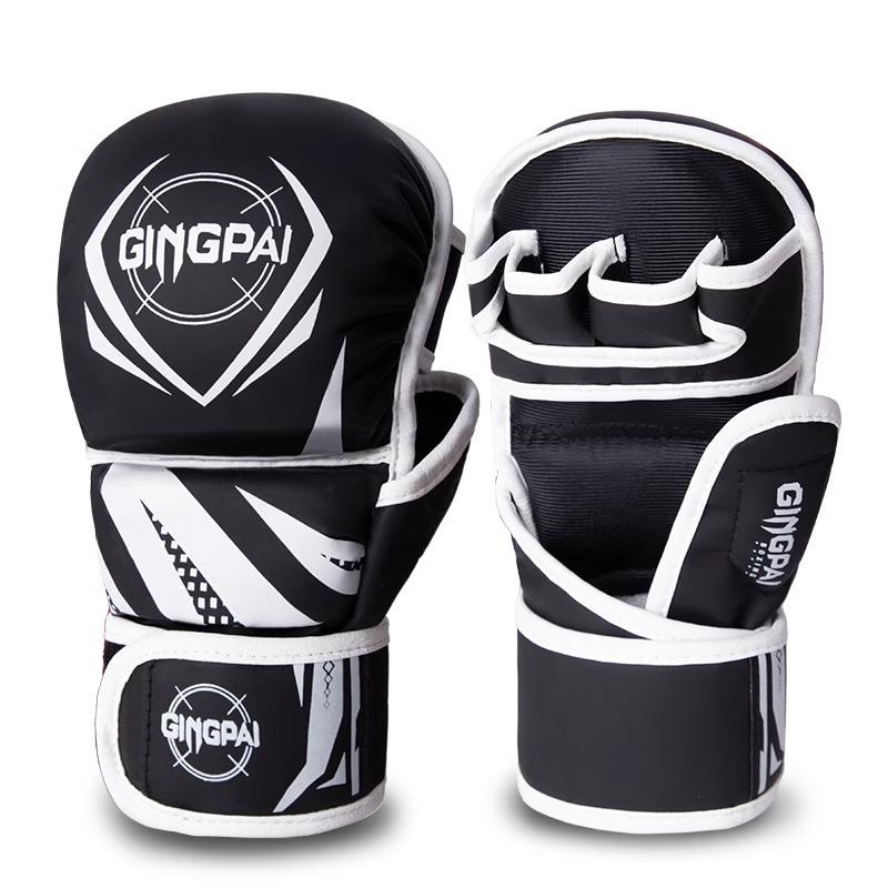 Profesionální MMA a boxerské rukavice s polovičními prsty pro děti a dospělé – Zesílené pro Muay Thai boj, Sanda a trénink na boxovacím pytli pro muže a ženy.
