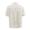 Men's Summer Stripe Solid Color Pleated Texture Button Collar Loose Short Sleeve Top