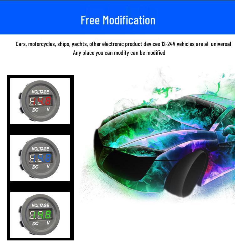 Cross-border 12-24V Car Battery Digital Voltage Display Meter