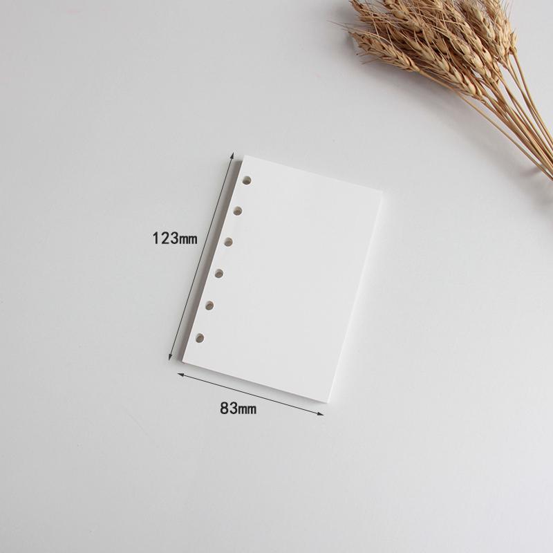 Thickened 120g Blank Loose-Leaf Refill for A6/A7 Travel Stamp Journal Notebook, Six-Hole