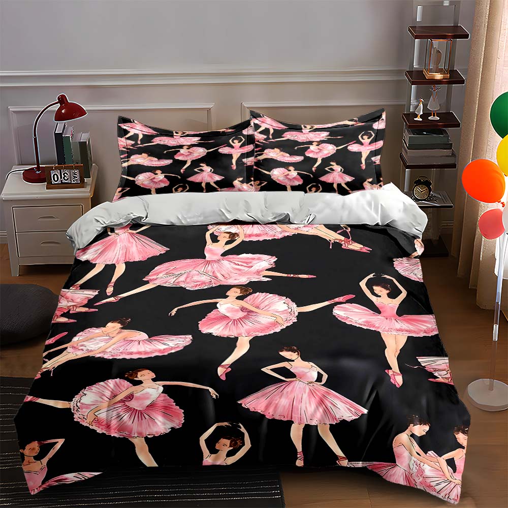 Ballet Dancer Illustrations Bedding Duvet Cover Sets Duvet Covers Pillowcases Gifts (1 * Duvet Cover 2 * Pillowcases, Without Duvet Insert)