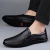 Men's Leather Casual Shoes Breathable Hollow Slip on Lazy Driving Shoes Office Fashion Shoes
